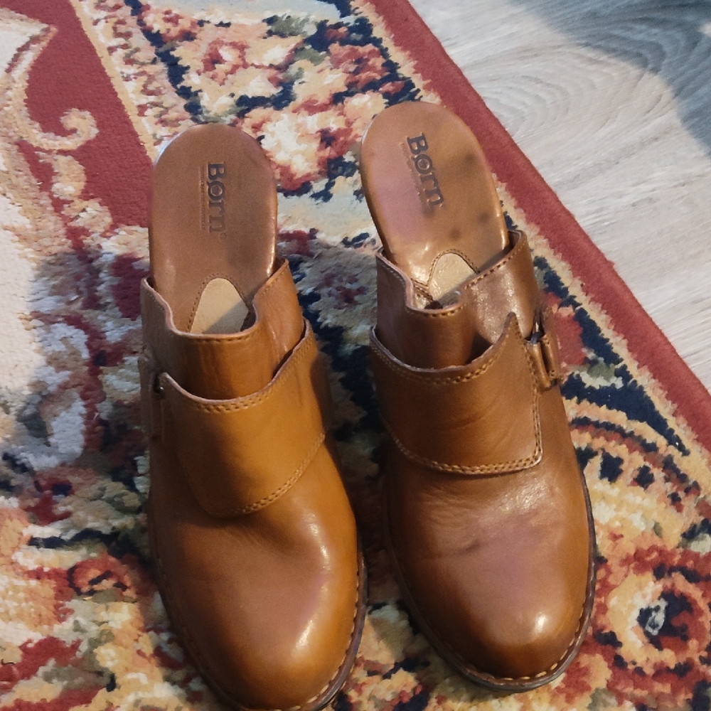 Born Tan Leather Slip-On Shoes